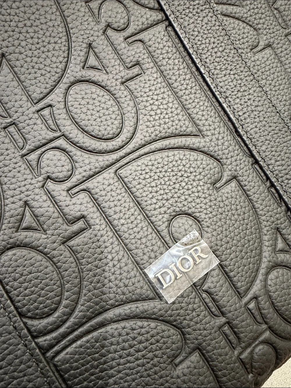 Black Dior Embossed Logo Briefcase Tote